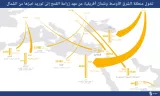 Carte montrant les flux de blé vers le Moyen-Orient et l'Afrique du Nord.