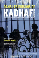 Couverture de livre, dessins sombres, prisonniers, thème de la répression en Libye.
